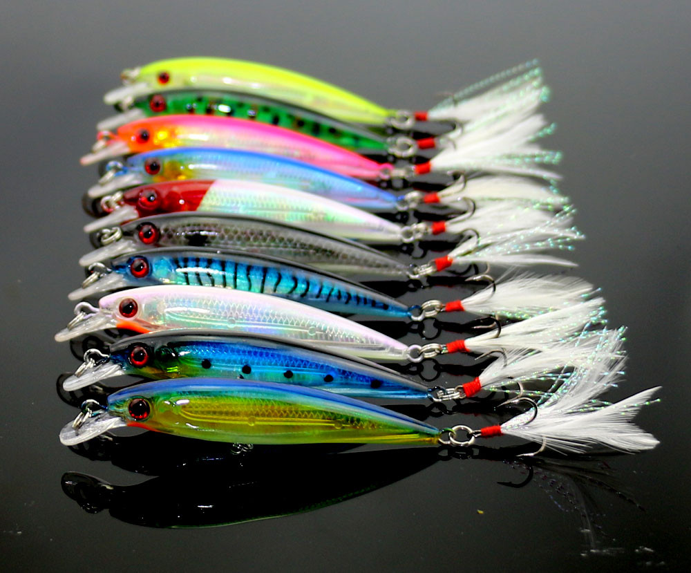 100PCS-Isca-Artificial-Hard-Bait-8G-9CM-6-Feather-Hook-Wobbler-Laser-Minnow-Fishing-Lures-Tackle-32579747528