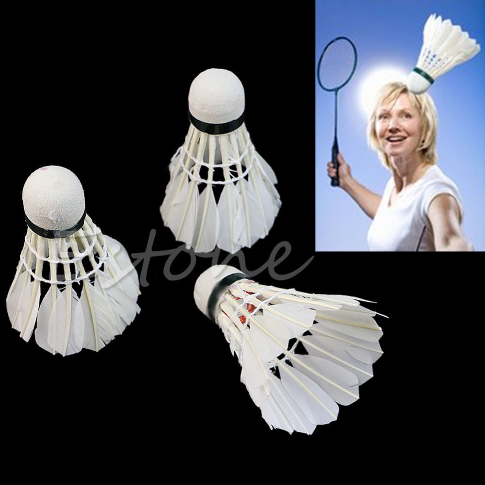 3pcs-Training-White-Goose-Feather-Shuttlecocks-Badminton-Game-Sport-Competition-32598942424