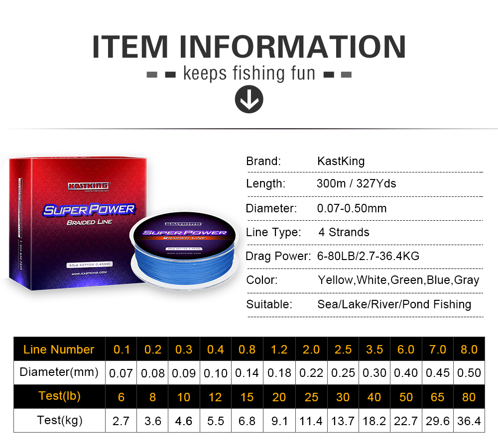 KastKing-2017-300M-4-Strands-FreshwaterSaltwater-Braided-Fishing-Line-6-80LB-5-Colors-Multilament-Br-32792706796
