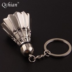 2017 New Arrival Sports Badminton Ball Stainless Steel Metal Keychain Key Chains Ring Holder for Men Women Gift